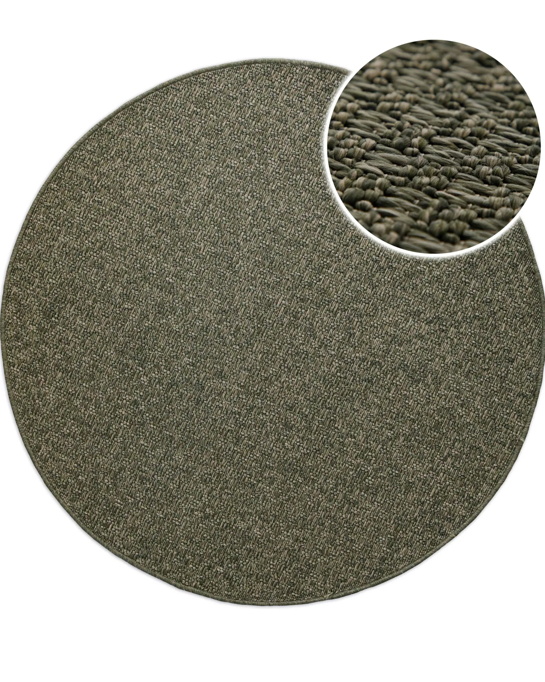 In- & Outdoor Teppich Rund Grau Olive, pflegeleicht & wetterfest "Miami South Beach" WECONhome