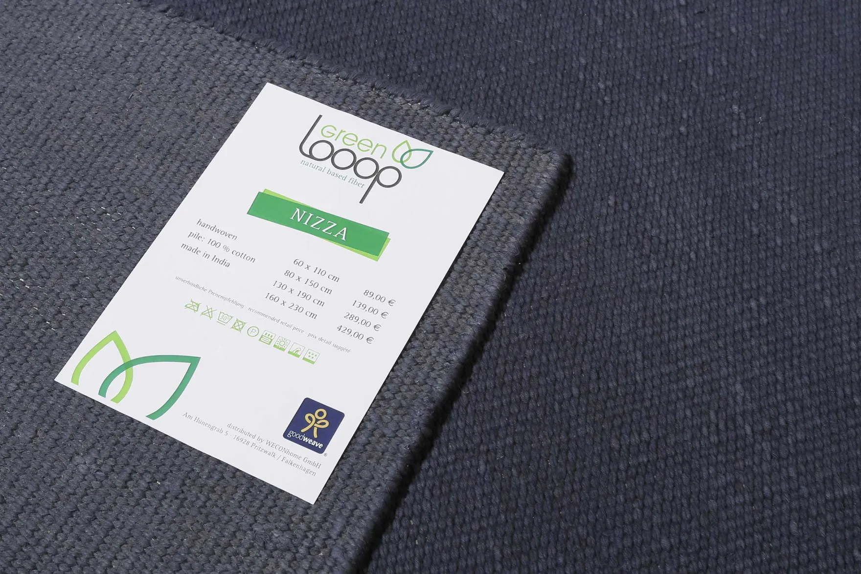 Kelim Teppich Anthrazit aus Baumwolle "Nizza" Green Looop