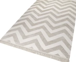 Kelim Teppich Beige aus Naturfasern