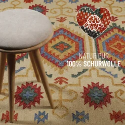 Kelim Teppich Beige aus Wolle "Valere" Green Looop