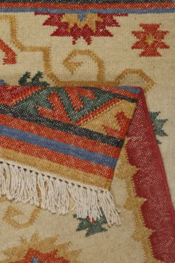 Kelim Teppich Beige aus Wolle 
