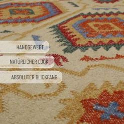 Kelim Teppich Beige aus Wolle 