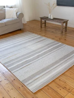 Kelim Teppich Beige Braun aus Wolle "Dijon" Green Looop