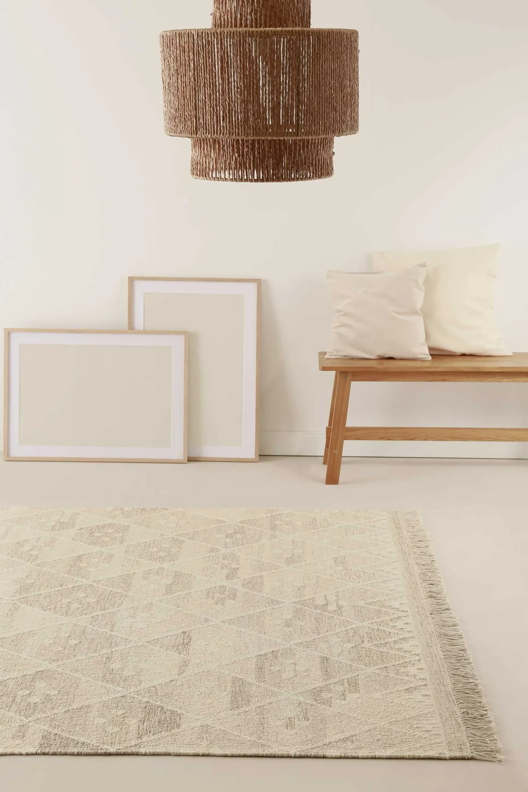 Kelim Teppich Beige Braun meliert aus Wolle "Vermont" Green Looop