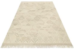 Kelim Teppich Beige Braun meliert aus Wolle