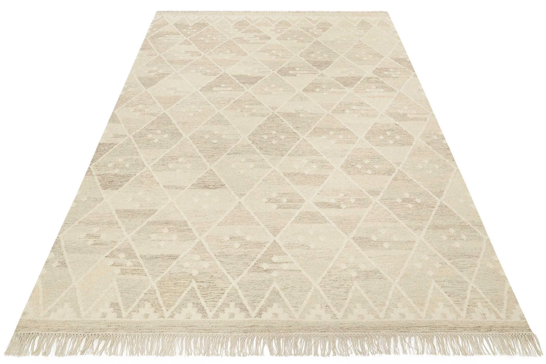 Kelim Teppich Beige Braun meliert aus Wolle "Vermont" Green Looop