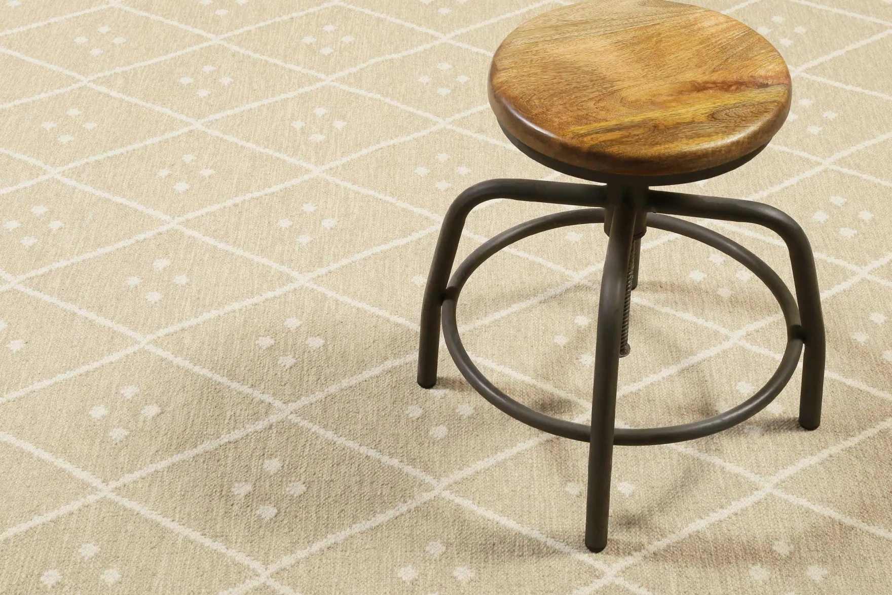 Kelim Teppich Beige Creme meliert aus Wolle "Vermont" Green Looop