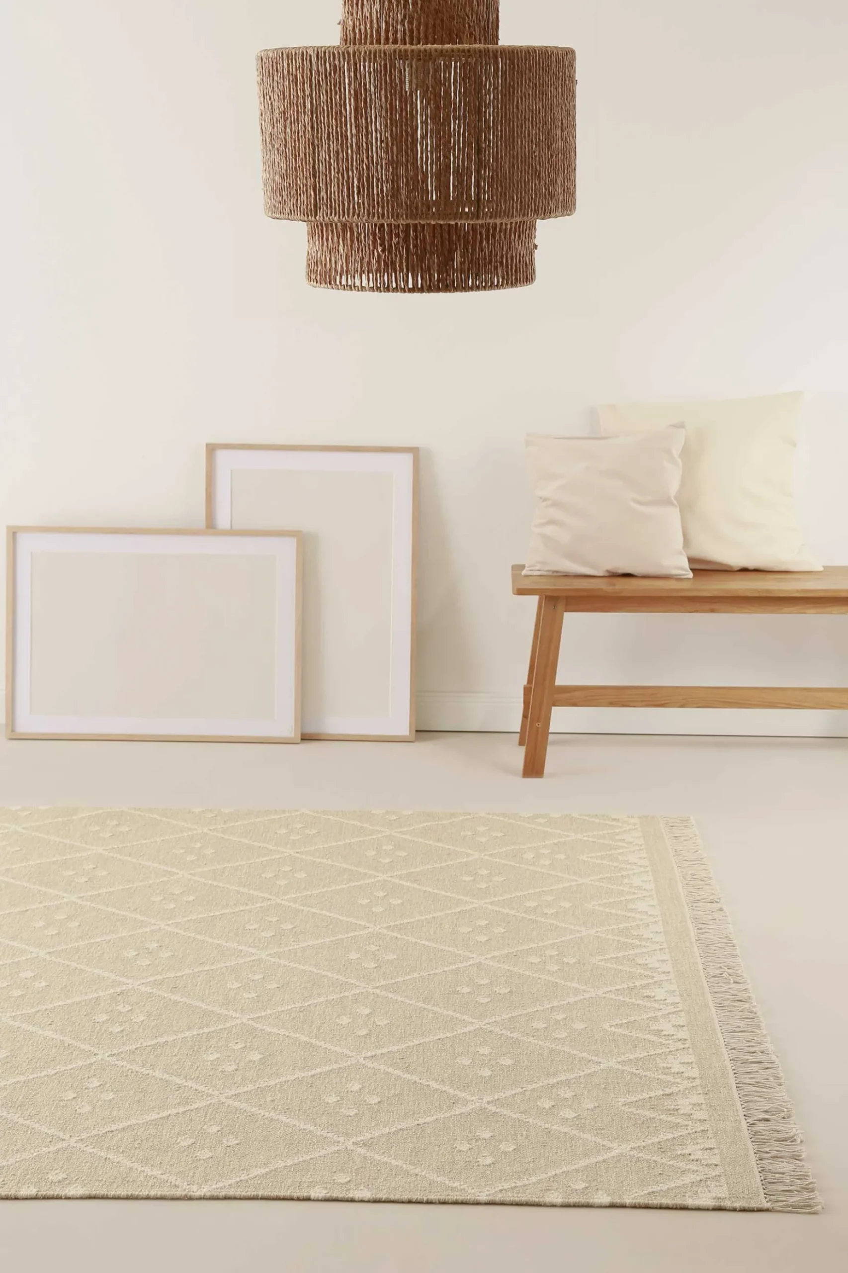 Kelim Teppich Beige Creme meliert aus Wolle "Vermont" Green Looop