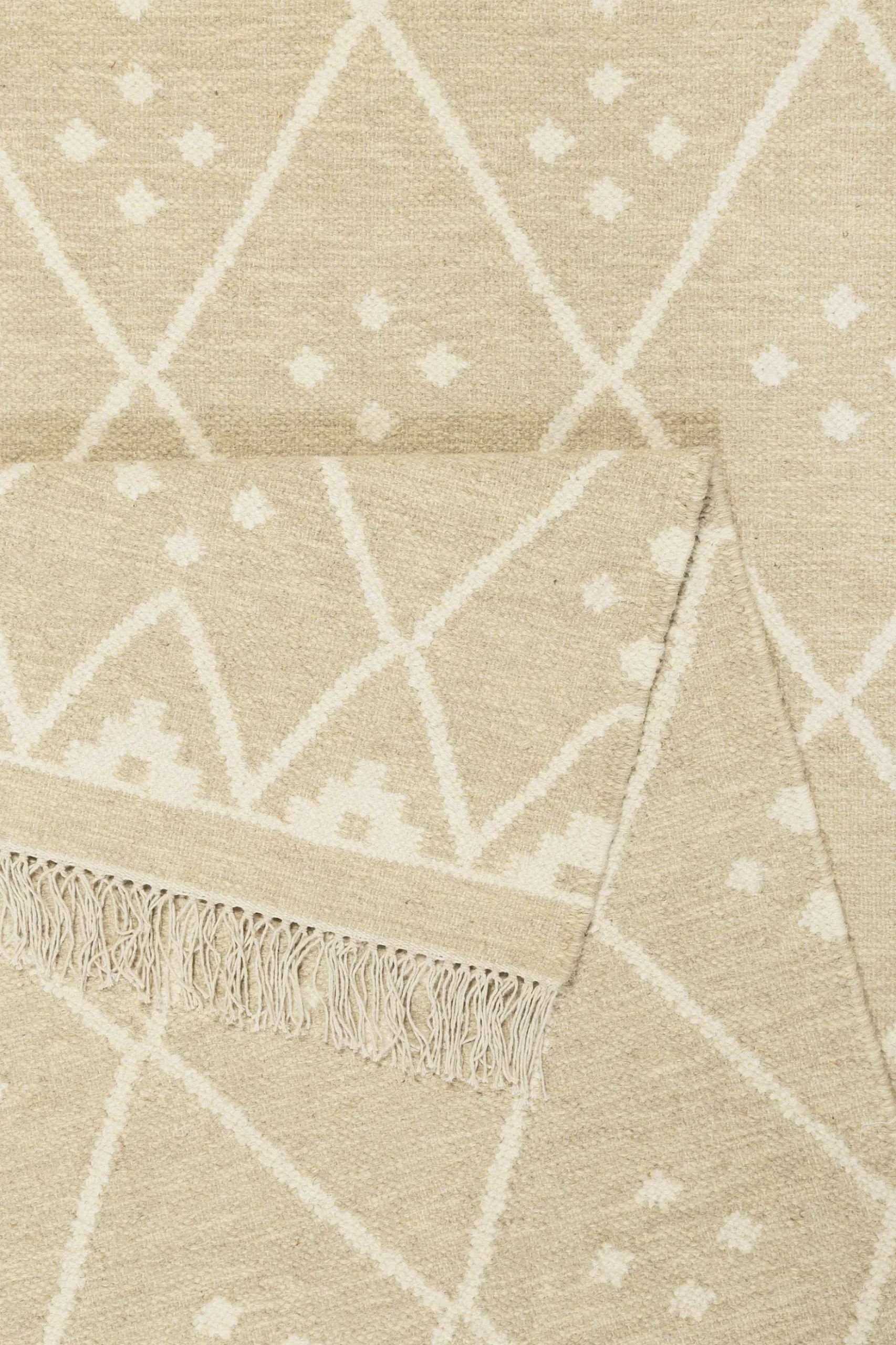 Kelim Teppich Beige Creme meliert aus Wolle "Vermont" Green Looop