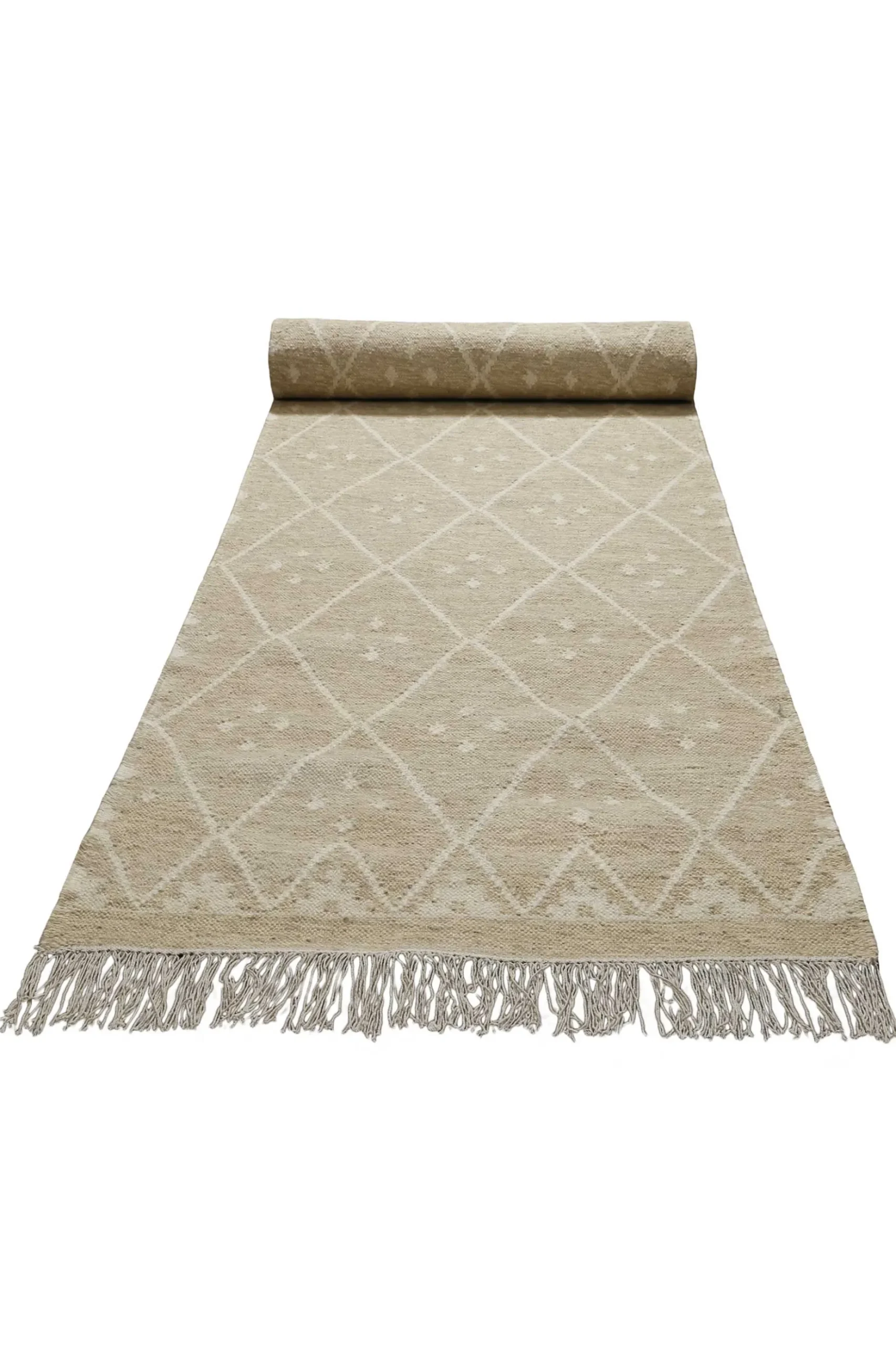 Kelim Teppich Beige Creme meliert aus Wolle "Vermont" Green Looop
