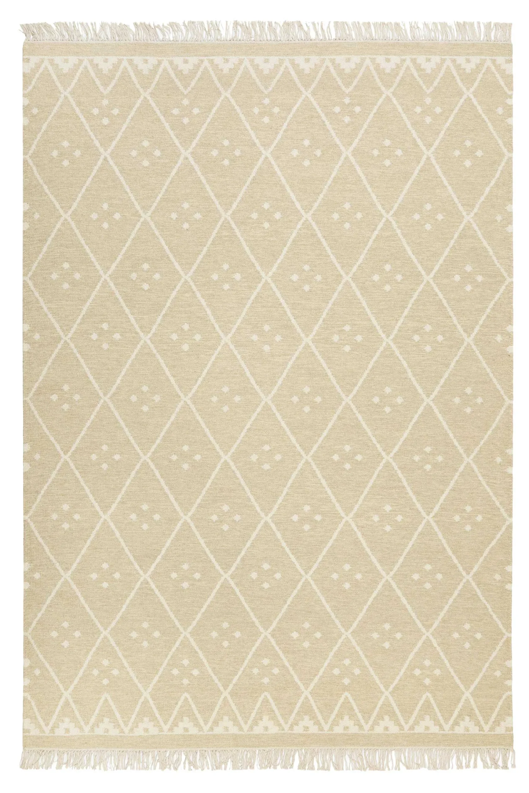 Kelim Teppich Beige Creme meliert aus Wolle "Vermont" Green Looop