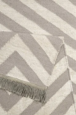 Kelim Teppich Beige Taupe aus Naturfasern