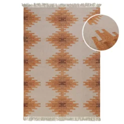 Kelim Teppich Beige Terracotta aus Wolle "Belle" Green Looop