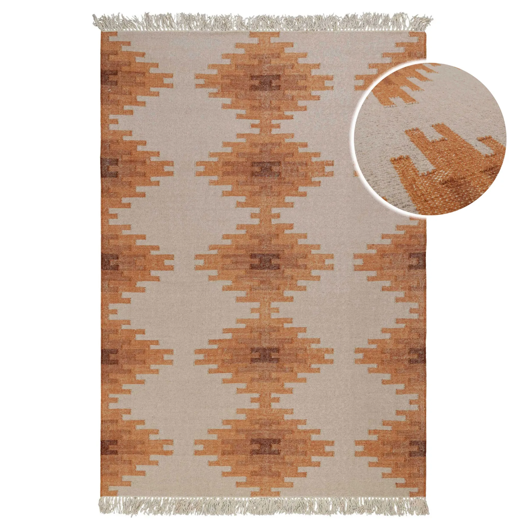 Kelim Teppich Beige Terracotta aus Wolle "Belle" Green Looop