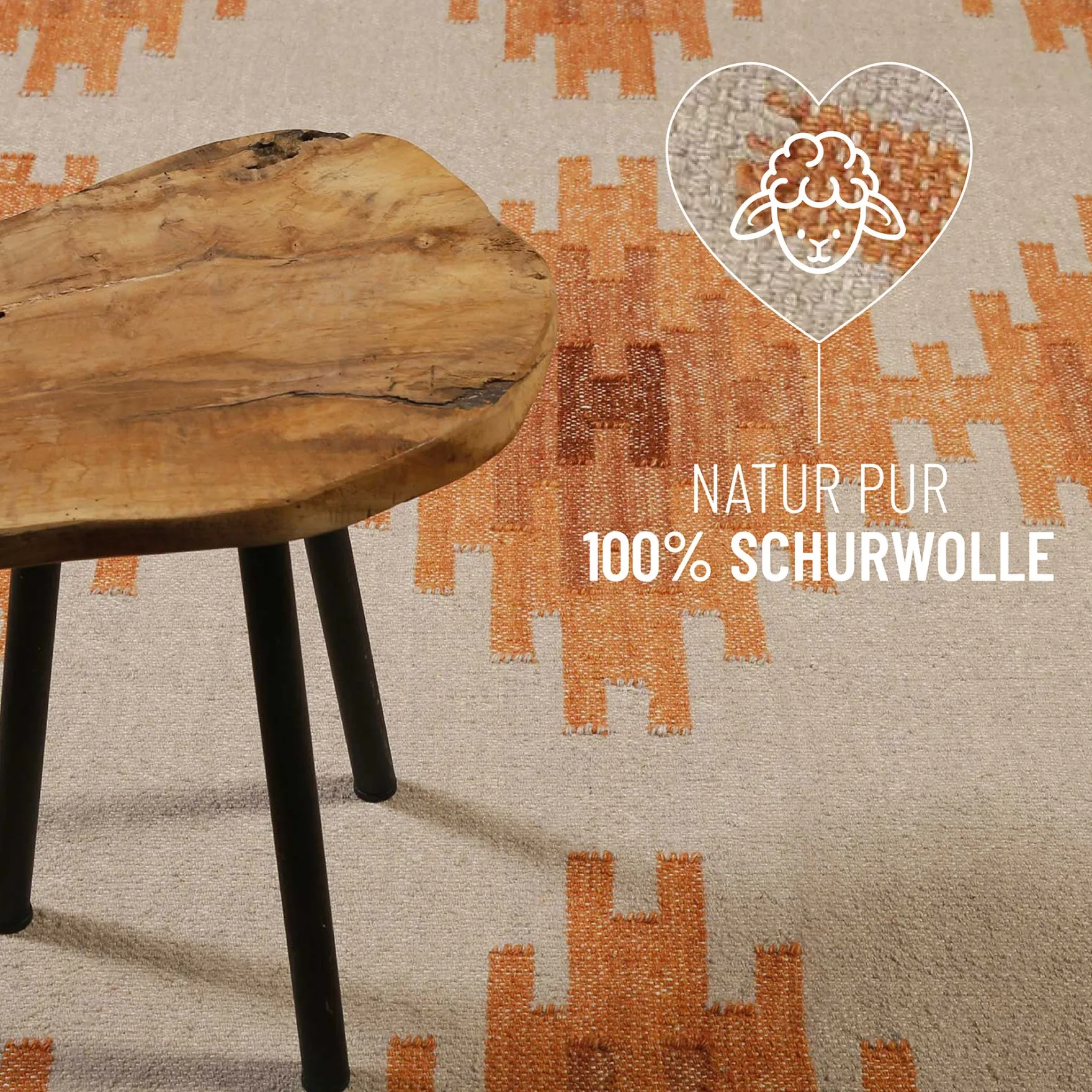 Kelim Teppich Beige Terracotta aus Wolle "Belle" Green Looop