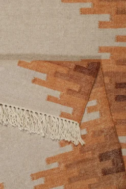 Kelim Teppich Beige Terracotta aus Wolle