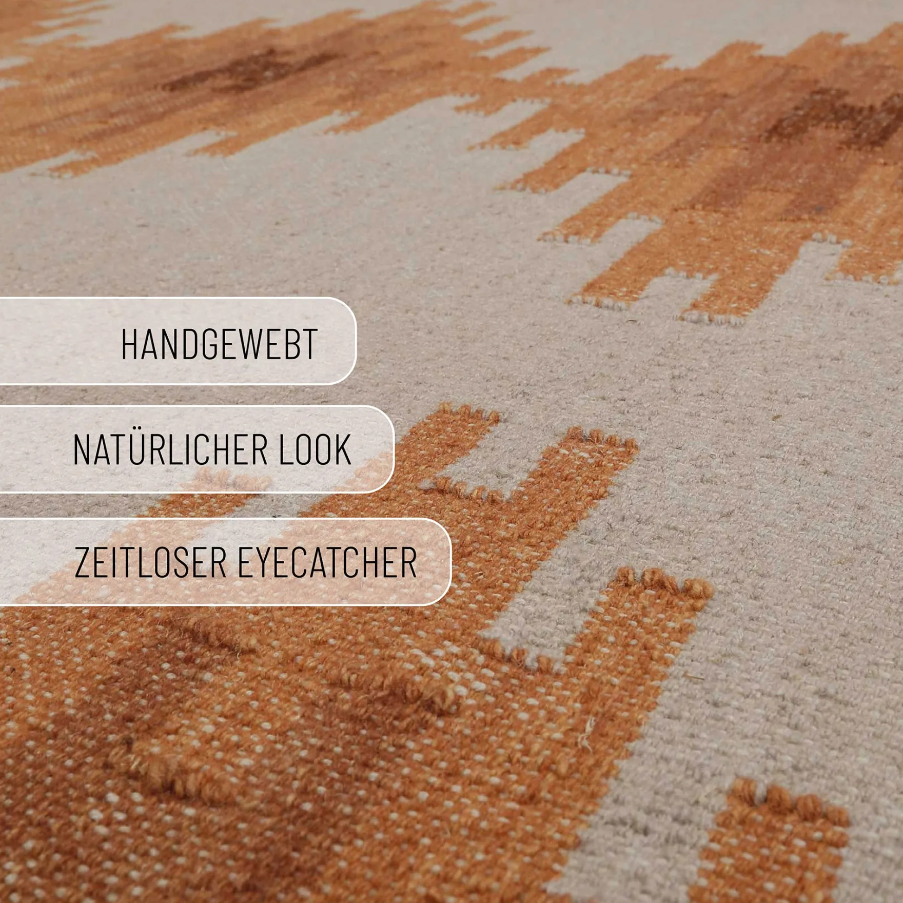 Kelim Teppich Beige Terracotta aus Wolle "Belle" Green Looop
