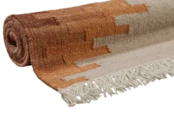 Kelim Teppich Beige Terracotta aus Wolle