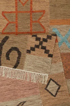 Kelim Teppich Bunt meliert aus Wolle 