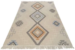 Kelim Teppich Creme Beige aus Wolle "Jong" Green Looop
