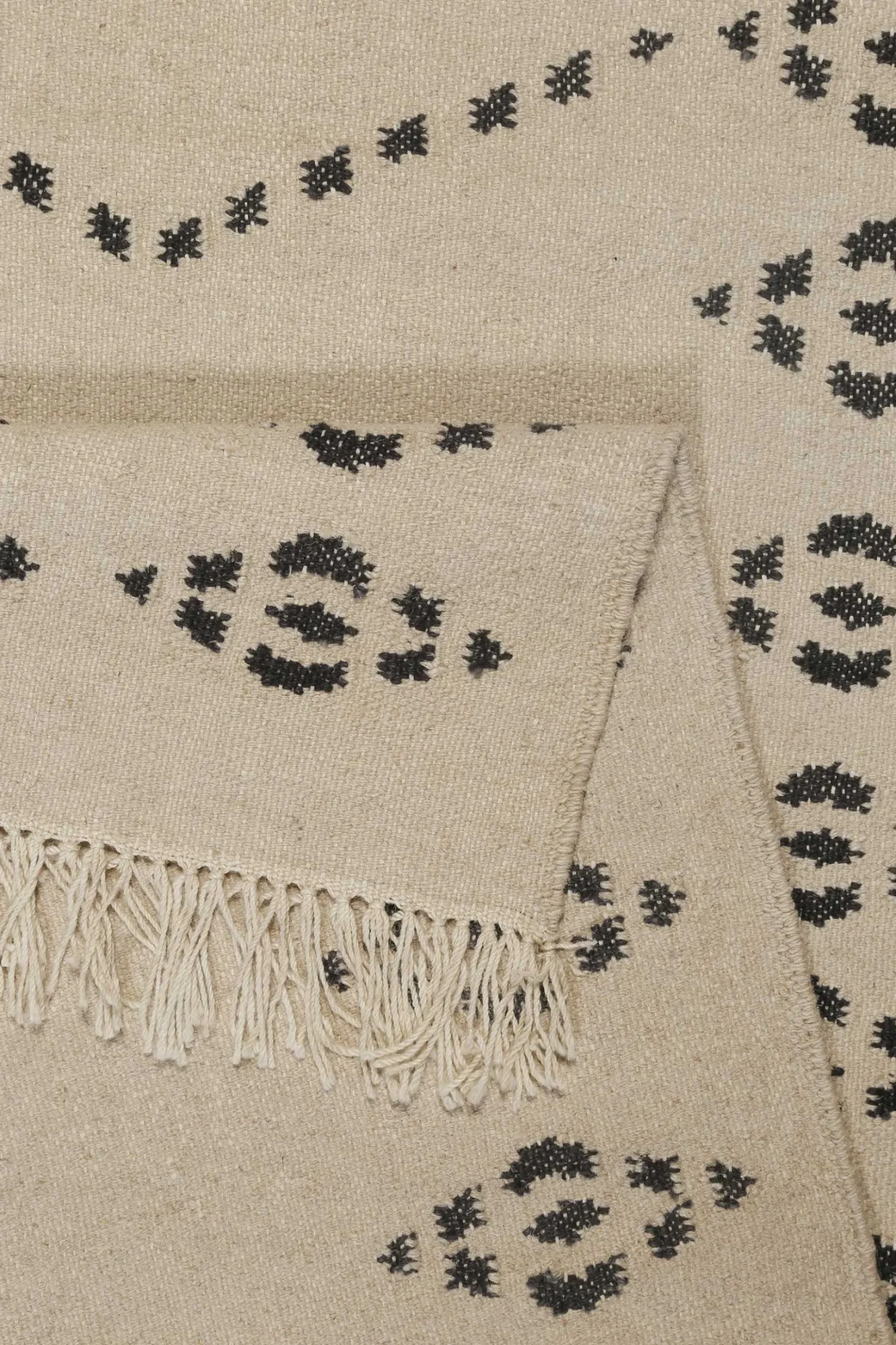 Kelim Teppich Creme Beige aus Wolle "Belmont" Green Looop