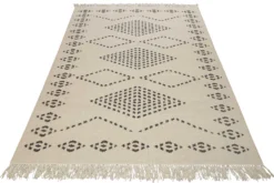 Kelim Teppich Creme Beige aus Wolle