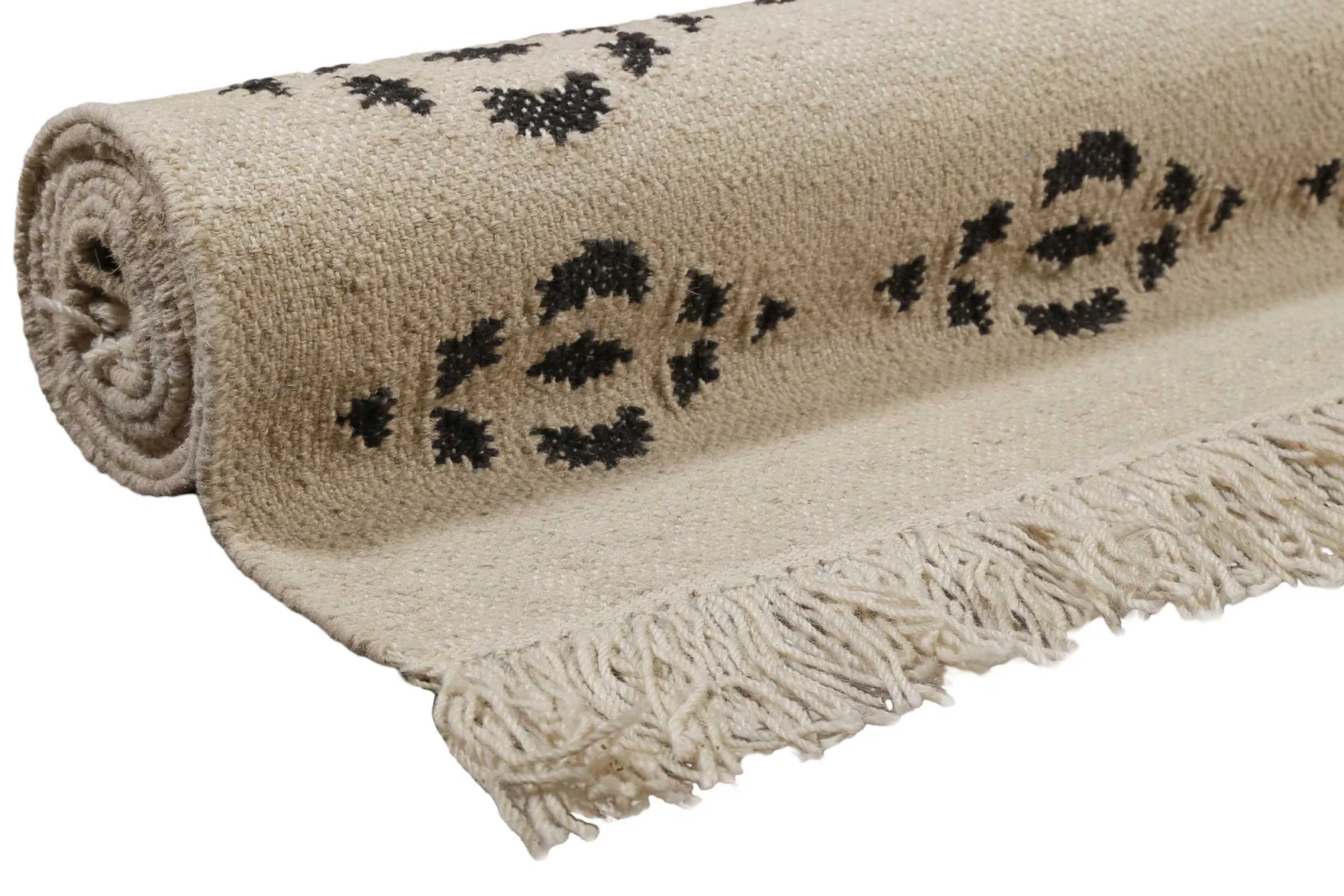 Kelim Teppich Creme Beige aus Wolle "Belmont" Green Looop