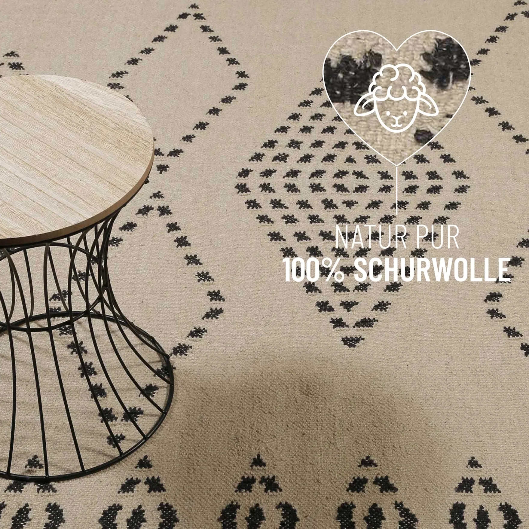 Kelim Teppich Creme Beige aus Wolle "Belmont" Green Looop