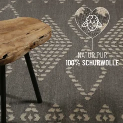 Kelim Teppich Dunkelgrau aus Wolle 
