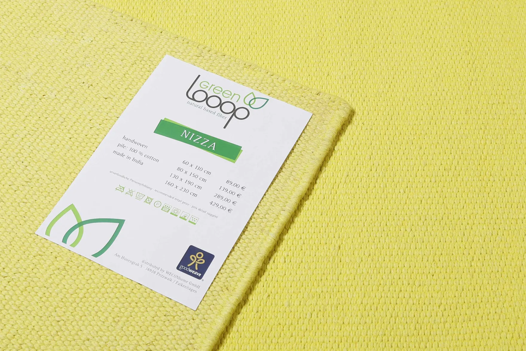 Kelim Teppich Gelb aus Baumwolle "Nizza" Green Looop