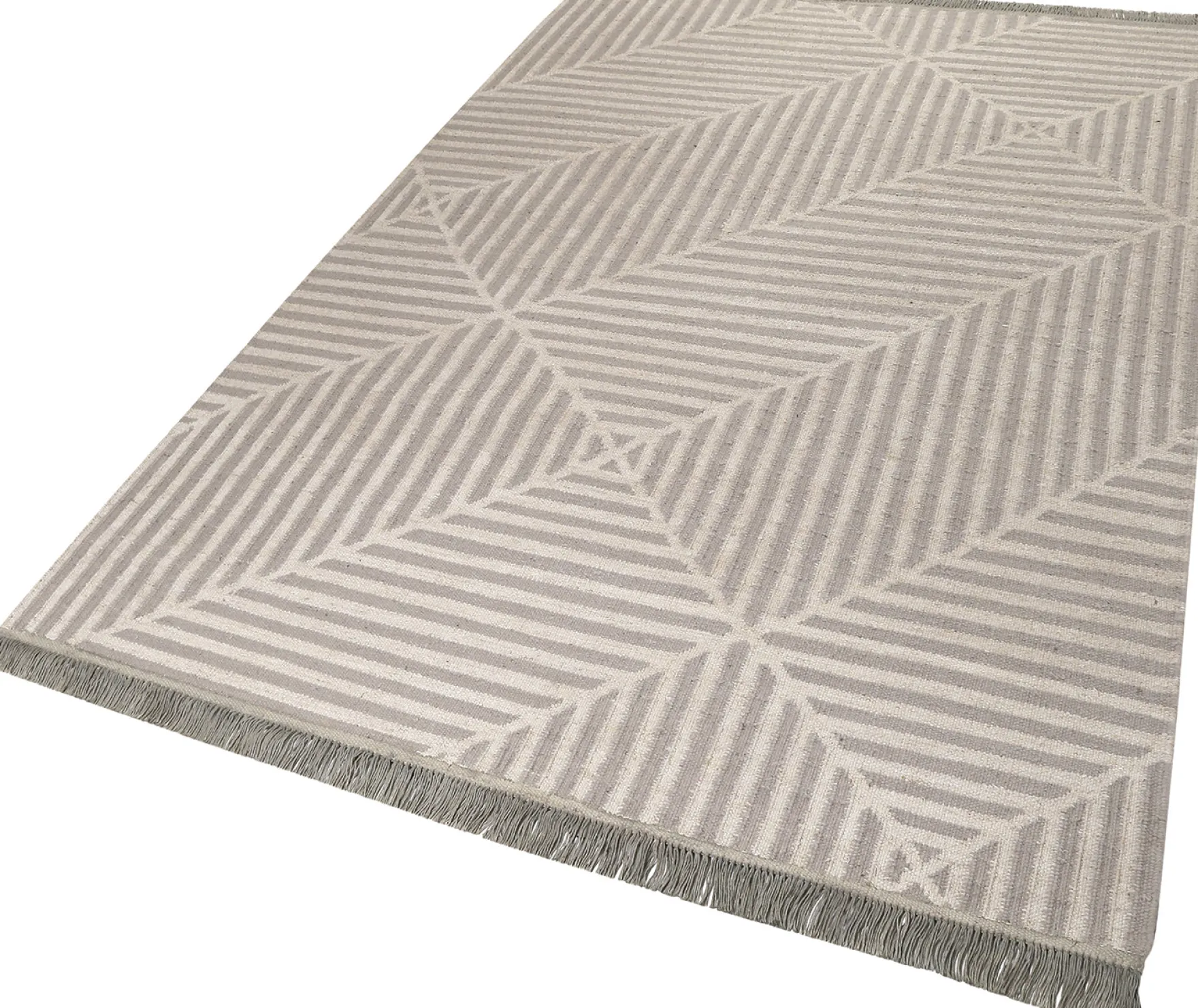 Kelim Teppich Grau Beige aus Naturfasern "Irregular Fields" WECONhome