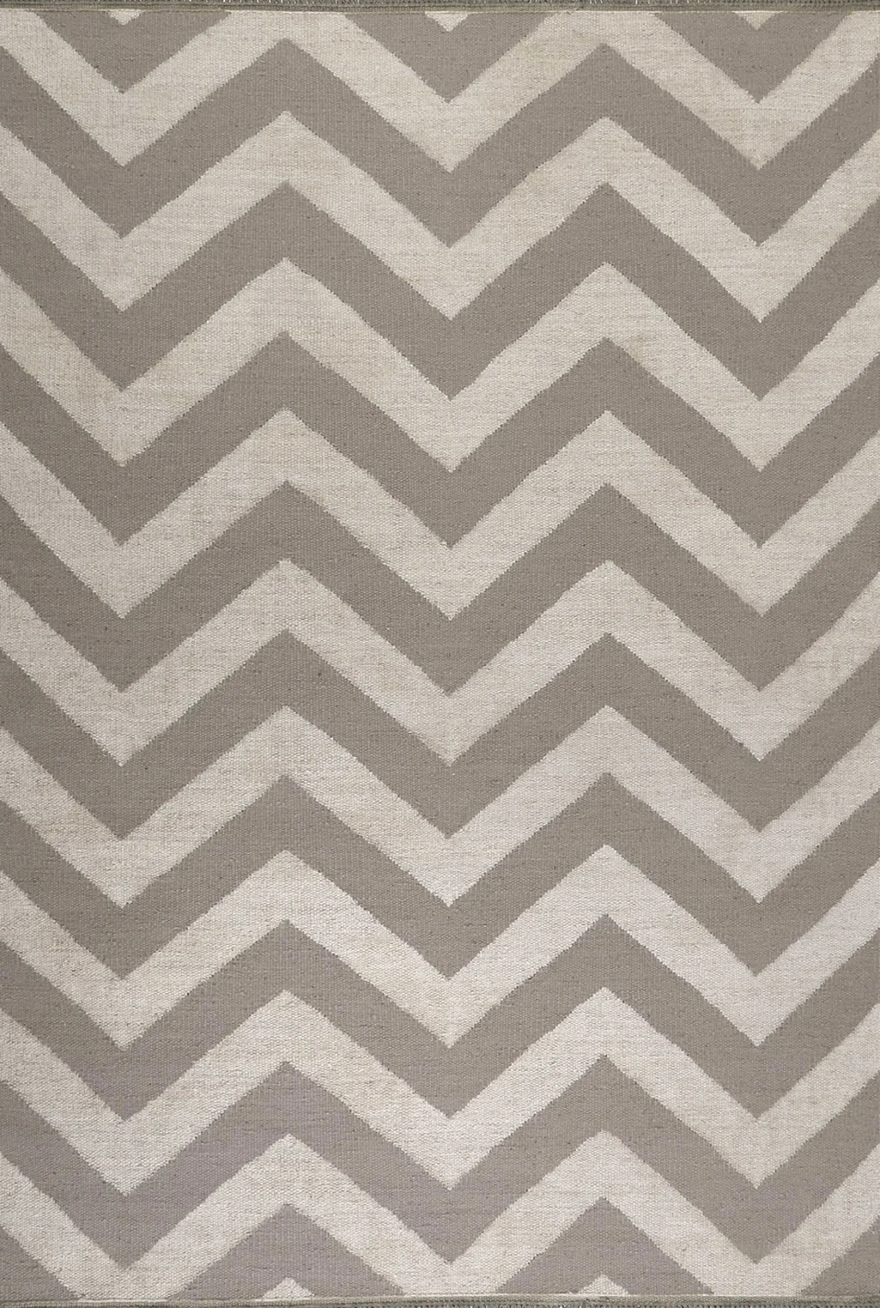 Kelim Teppich Grau Beige aus Naturfasern "Zig-Zag" WECONhome