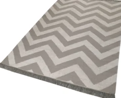 Kelim Teppich Grau Beige aus Naturfasern