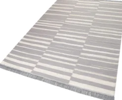Kelim Teppich Grau Beige aus Naturfasern "Skid Marks" WECONhome