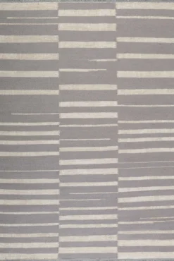 Kelim Teppich Grau Beige aus Naturfasern 