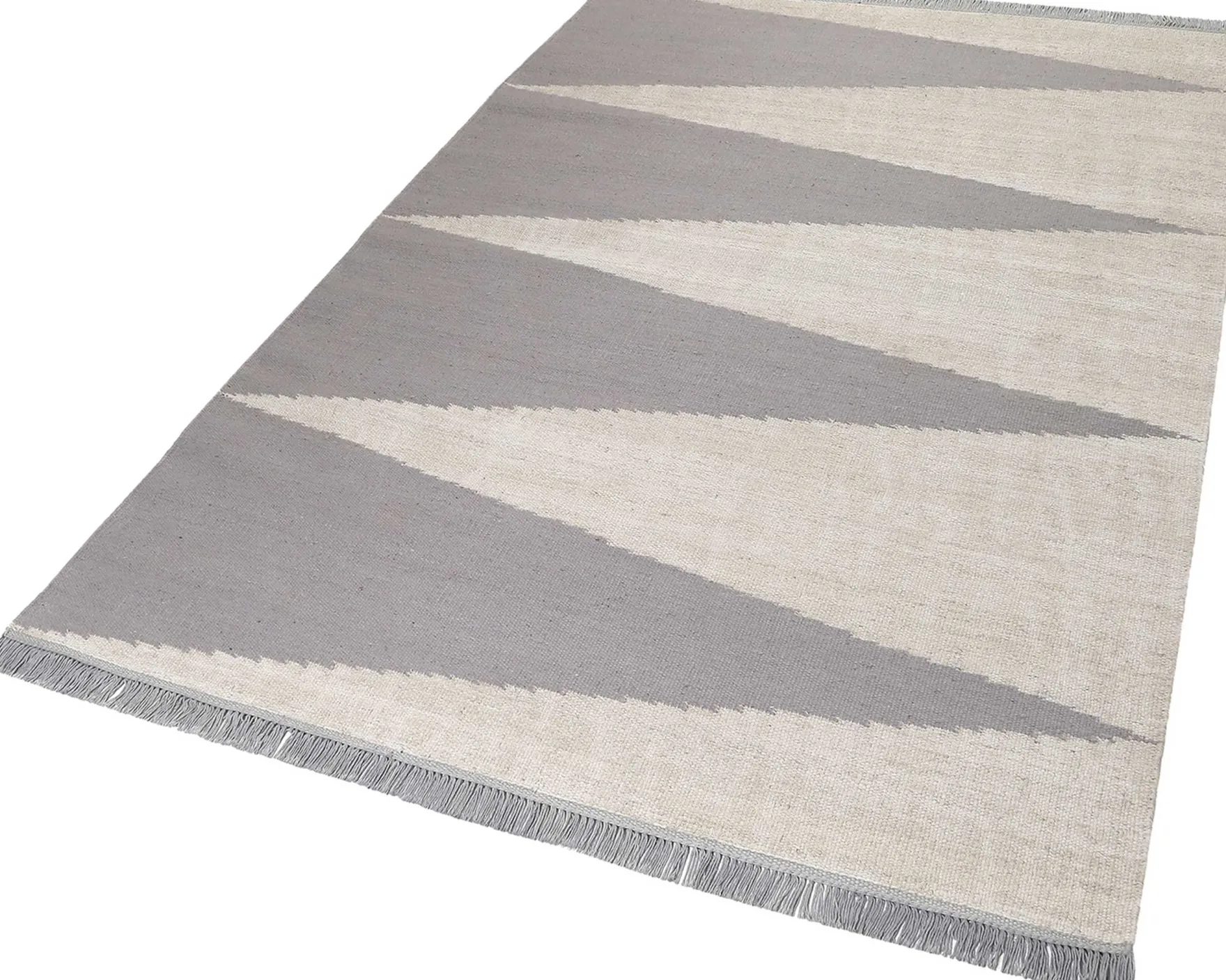 Kelim Teppich Grau Beige aus Naturfasern "Smart Triangle" WECONhome
