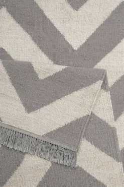 Kelim Teppich Grau Blau aus Naturfasern "Zig-Zag" WECONhome