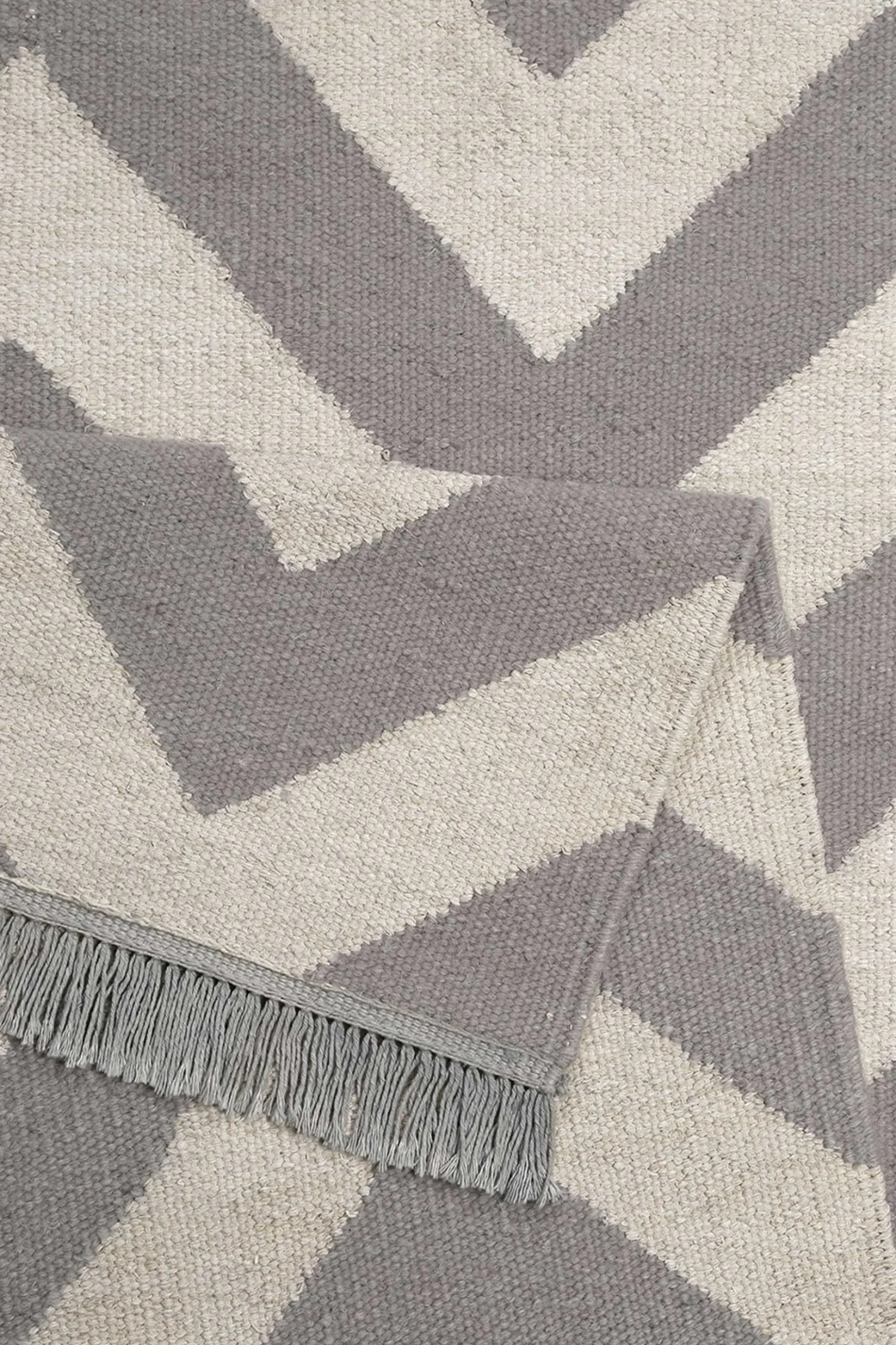 Kelim Teppich Grau Blau aus Naturfasern "Zig-Zag" WECONhome