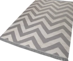 Kelim Teppich Grau Blau aus Naturfasern "Zig-Zag" WECONhome