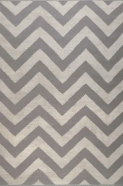 Kelim Teppich Grau Blau aus Naturfasern