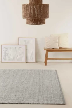 Kelim Teppich Grau Creme aus Jute & Wolle 