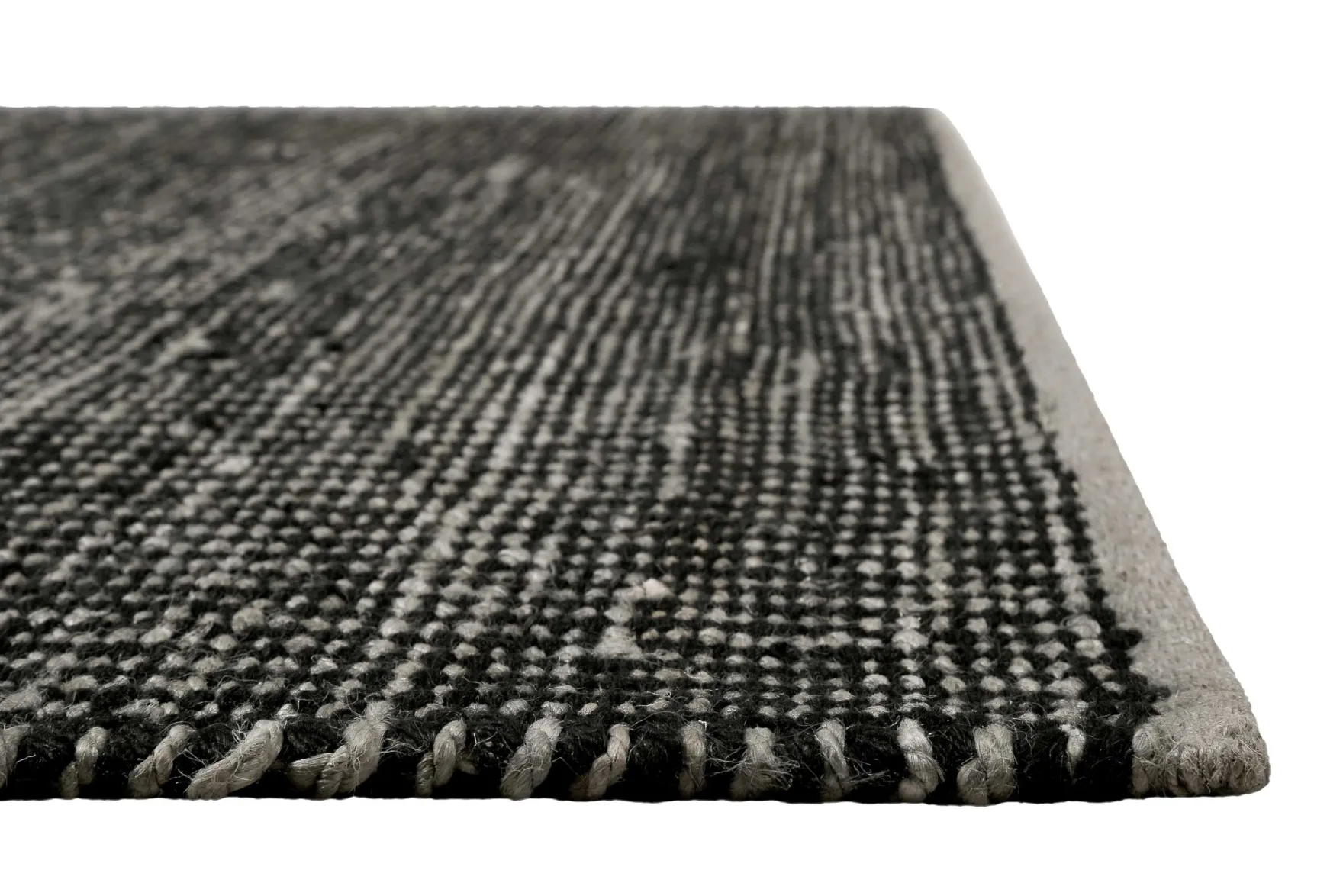 Kelim Teppich Grau Schwarz aus Jute & Wolle "Toulouse" Green Looop