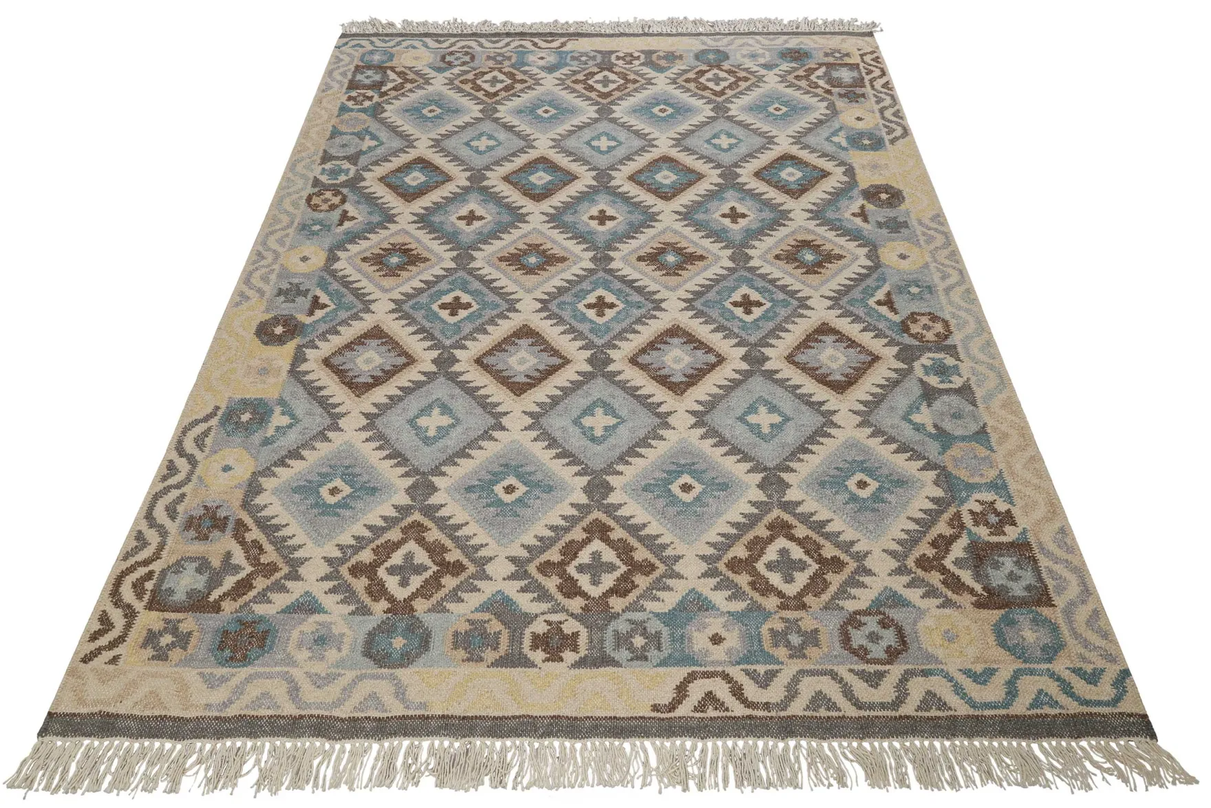 Kelim Teppich Hellblau aus Wolle "Migny" Green Looop