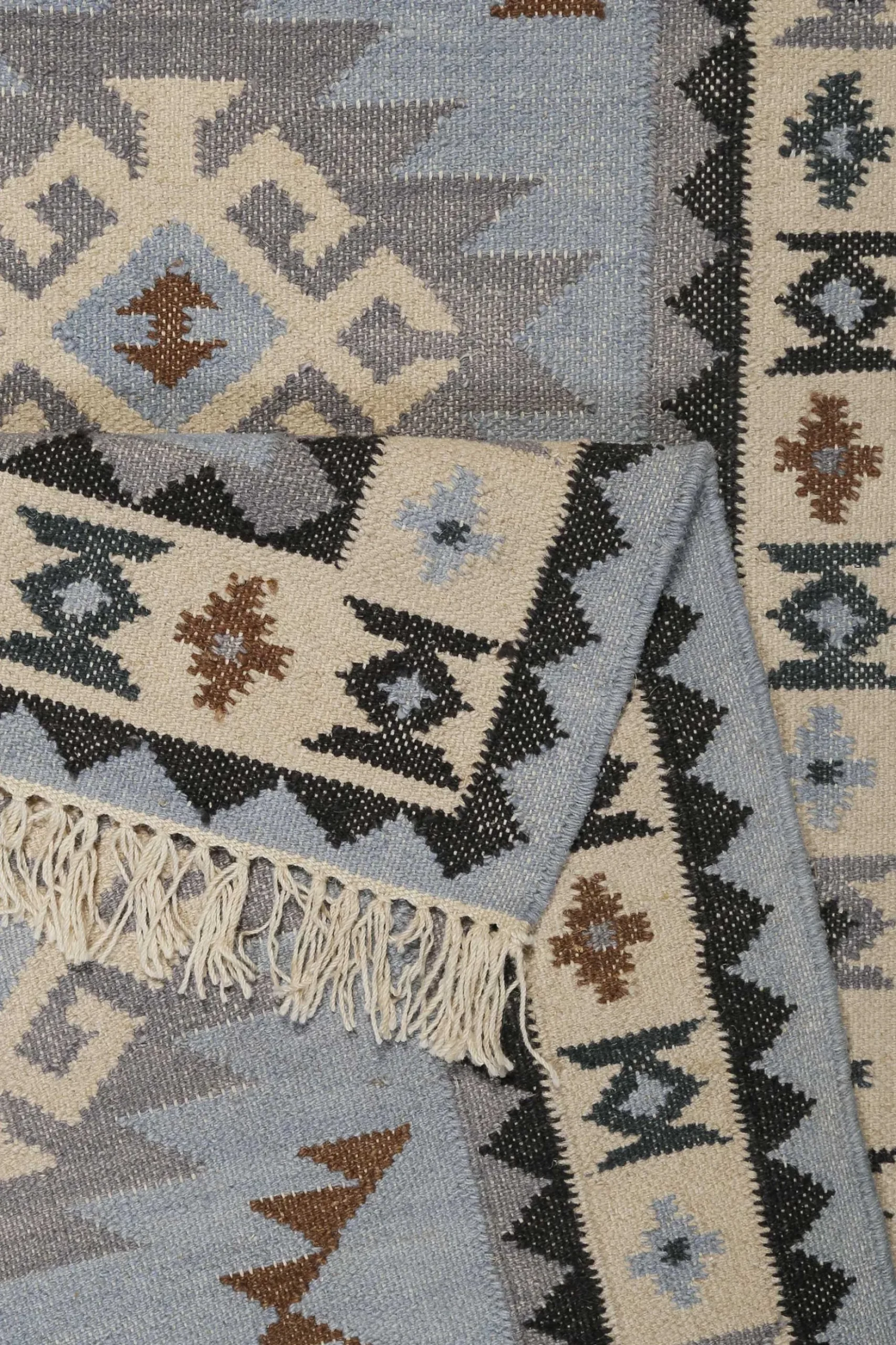 Kelim Teppich Hellblau aus Wolle "Blancard" Green Looop