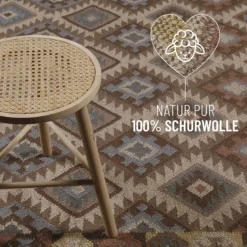 Kelim Teppich Hellbraun aus Wolle