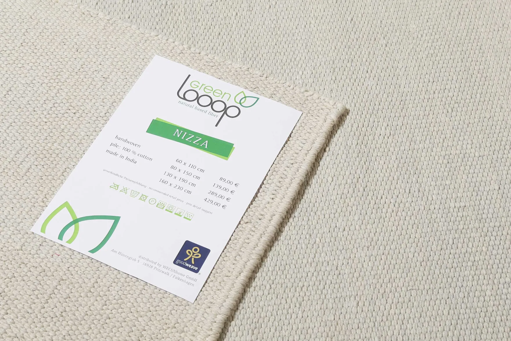 Kelim Teppich Hellgrau aus Baumwolle "Nizza" Green Looop