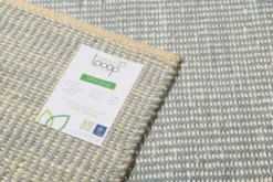 Kelim Teppich Mintgrün Beige aus Jute & Wolle "Toulouse" Green Looop
