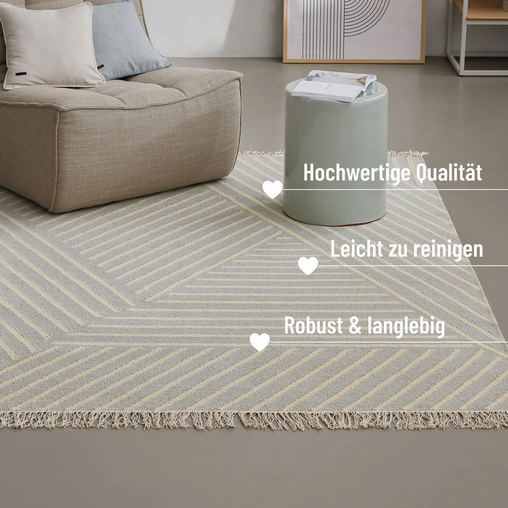 Kelim Teppich Pastell Grau "Modern Pop" WECONhome