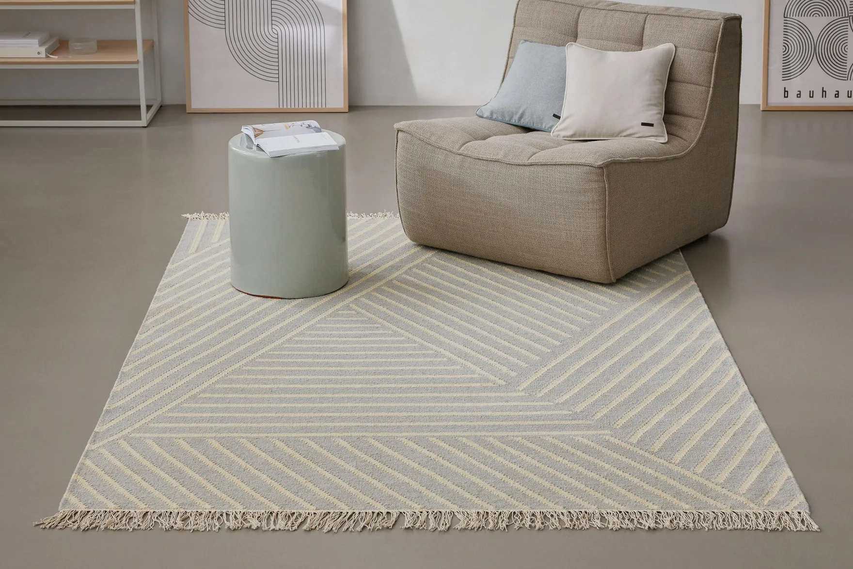 Kelim Teppich Pastell Grau "Modern Pop" WECONhome