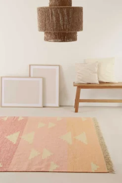 Kelim Teppich Rosa meliert aus Wolle "Soleil" Green Looop